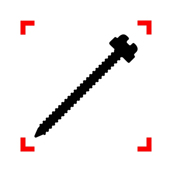 Schraubenzeichen-Illustration. schwarzes Symbol in Fokusecken auf weißem Ba — Stockvektor