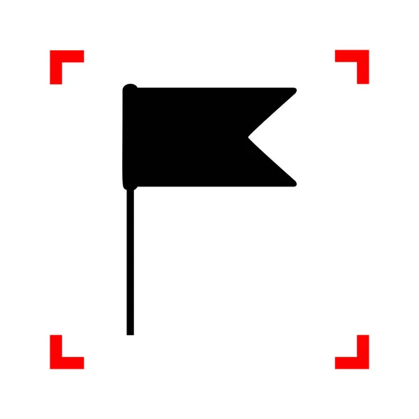 Flaggenschild-Illustration. schwarzes Symbol in Fokusecken auf weißem Bac — Stockvektor