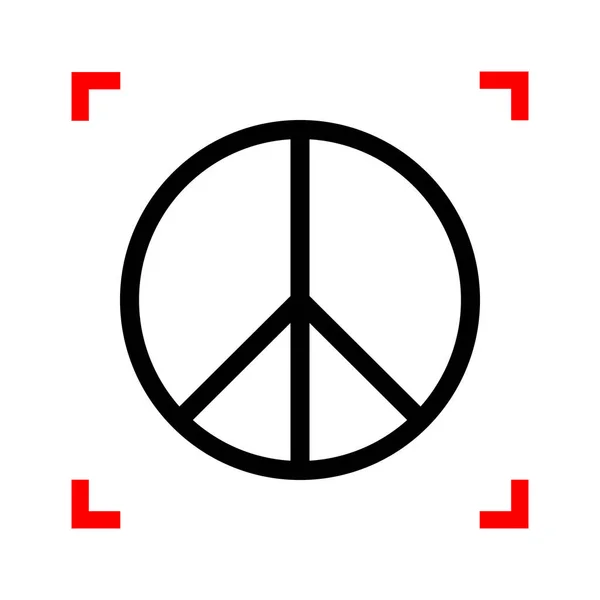 Peace-tecken illustration. Svart ikon i fokus hörn på vit ba — Stock vektor