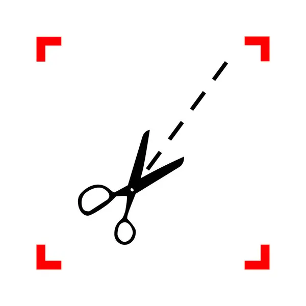 Ilustração do sinal da tesoura. Ícone preto em cantos foco no branco — Vetor de Stock