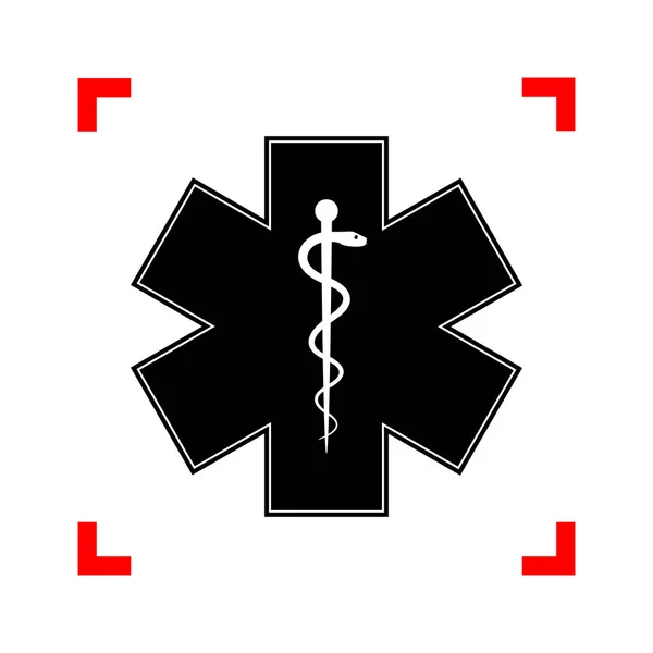 Medical symbol of the Emergency or Star of Life. Black icon in f — Stock Vector