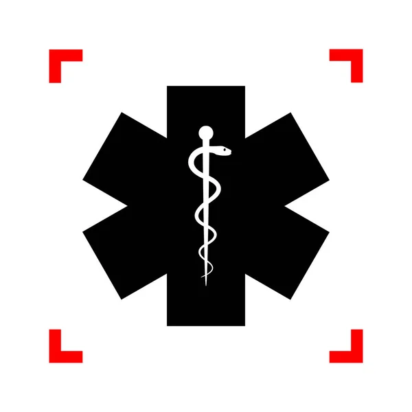 Medical symbol of the Emergency or Star of Life. Black icon in f — Stock Vector