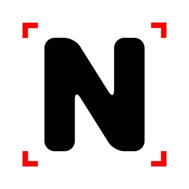 N harfi işareti şablon öğesi tasarım. Odak corne siyah simgesini