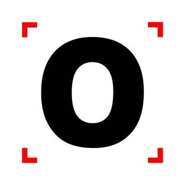 O harfi işareti şablon öğesi tasarım. Odak corne siyah simgesini