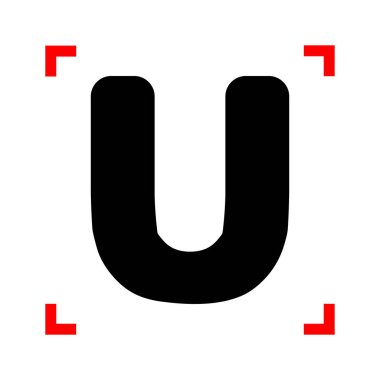 U harfi işareti şablon öğesi tasarım. Odak corne siyah simgesini