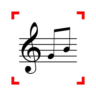 Müzik keman nota anahtarı işareti. G-nota anahtarı ve notlar G, H. siyah simge yılında foc