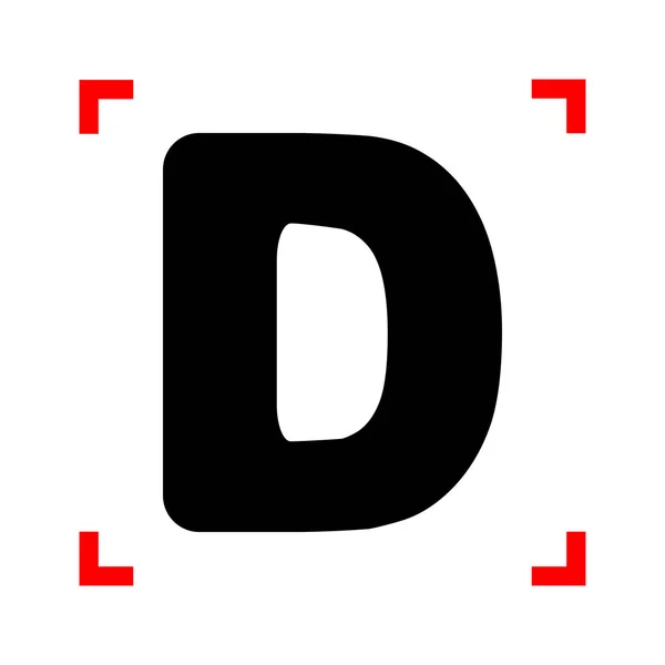 Letter D teken ontwerpen element sjabloon. Zwarte pictogram in focus corne — Stockvector