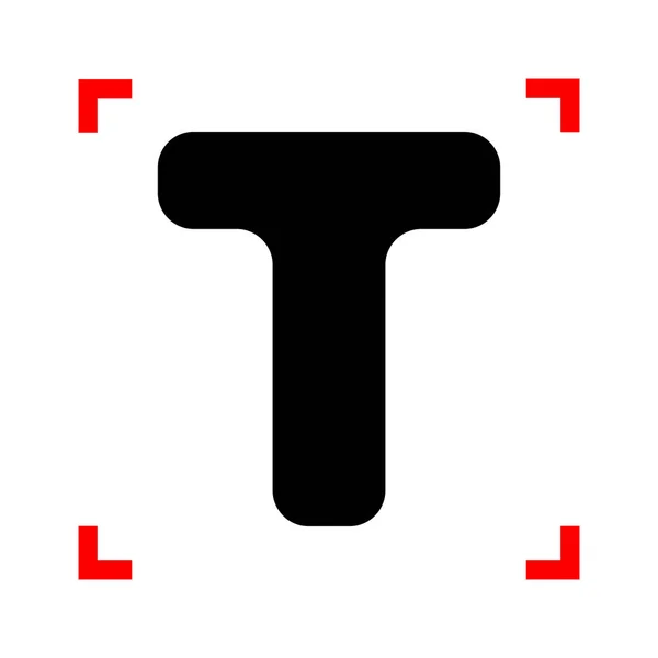 Letter T teken ontwerpen element sjabloon. Zwarte pictogram in focus corne — Stockvector