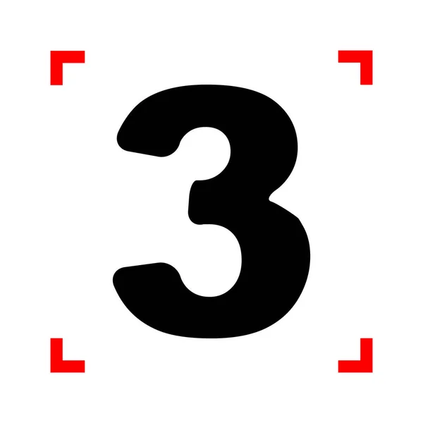 Σημάδι αριθμού 3 πρότυπο στοιχείο σχεδίου. Μαύρη εικόνα σε εστίαση corne — Διανυσματικό Αρχείο