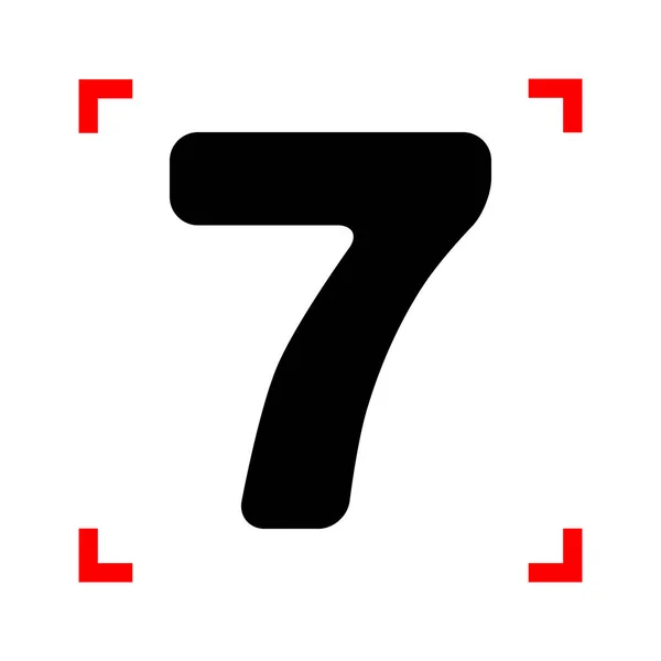 Número 7 elemento de plantilla de diseño de signo. Icono negro en el foco corne — Archivo Imágenes Vectoriales