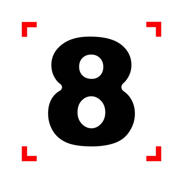 Numero 8 segno elemento modello di design. Icona nera a fuoco corne — Vettoriale Stock