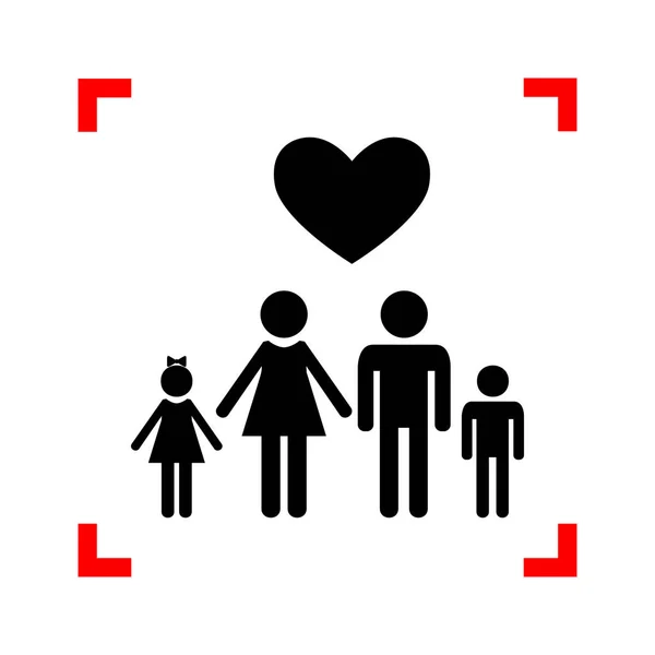 Símbolo de família com coração. Marido e esposa são mantidos crianças h —  Vetores de Stock