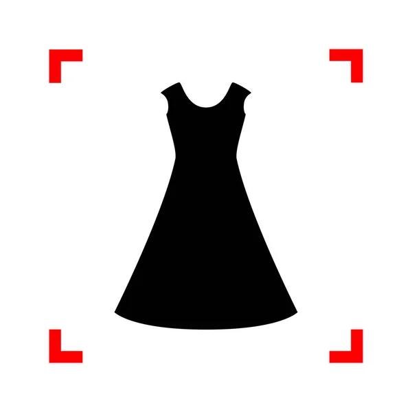 Hermoso signo de vestido largo Negro icono en las esquinas de enfoque en blanco b — Vector de stock