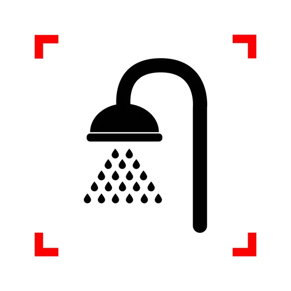 Duschschild. schwarzes Symbol in den Fokusecken auf weißem Hintergrund. ist — Stockvektor