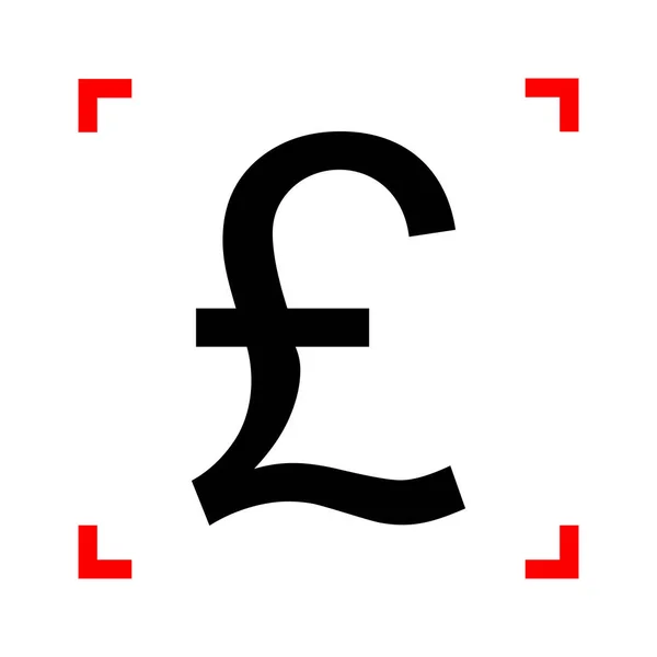 Signo de lira turca. Icono negro en esquinas de enfoque en el fondo blanco — Vector de stock