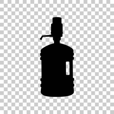 Plastik şişe siluet su ve sifon. Siyah t simgesine