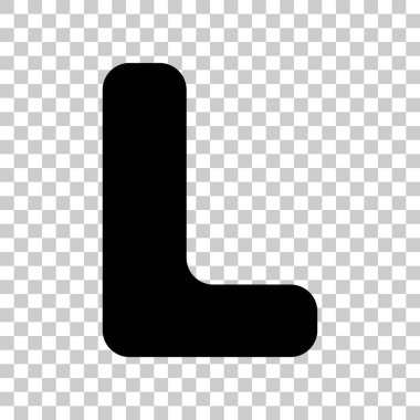 L harfi işareti şablon öğesi tasarım. Şeffaf siyah simgesini