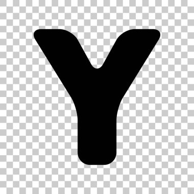 Y harfi işareti şablon öğesi tasarım. Şeffaf siyah simgesini