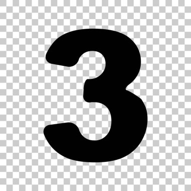 3 numara işareti tasarım şablonu öğesi. Şeffaf siyah simgesini