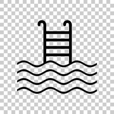 Yüzme Havuzu işareti. Saydam arka plan üzerinde siyah simgesi.