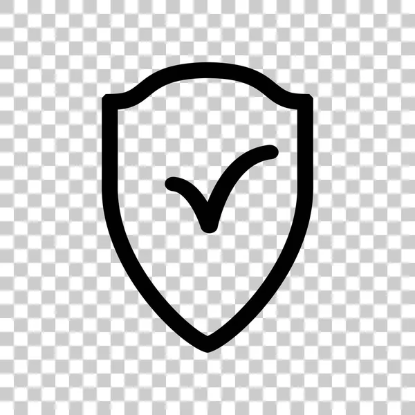 Sköld tecken som skydd och försäkringar symbol svart ikon på tra — Stock vektor