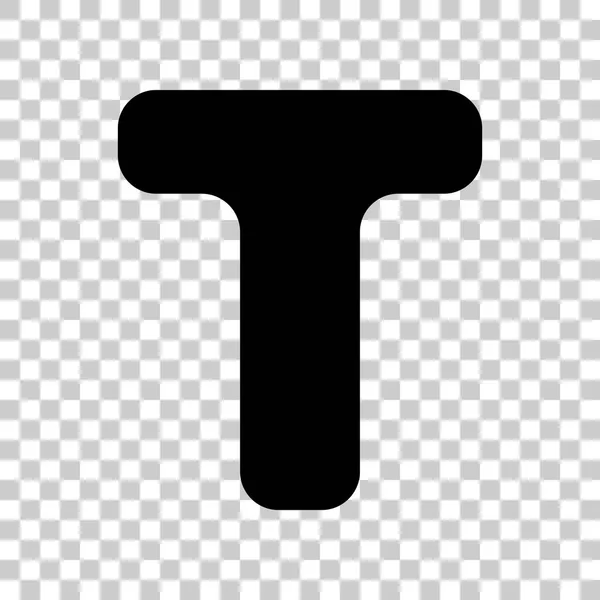 Σύμβολο γράμμα T πρότυπο στοιχείο σχεδίου. Μαύρο διαφανές εικονίδιο — Διανυσματικό Αρχείο