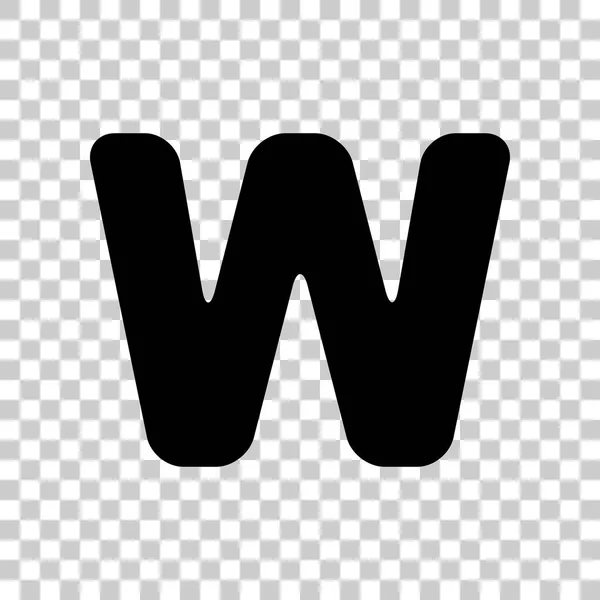 Písmeno W znak design prvek šablony. Černá ikona na transparentní — Stockový vektor
