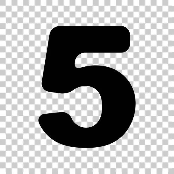 Number 5 sign design template element. Black icon on transparent — Stock Vector