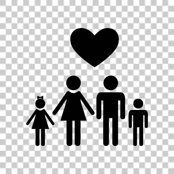 Familie symbool met hart. Man en vrouw worden gehouden childrens h — Stockvector