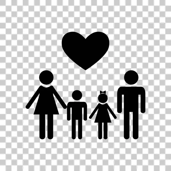 Familiensymbol mit Herz. Mann und Frau behalten Kinder — Stockvektor