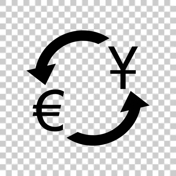 Currency exchange sign. Dollar and Euro. Black icon on transpare — Stock Vector