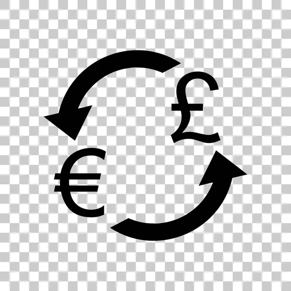 Valutaváltó jele. Euró és az angol font. A transpa fekete ikon — Stock Vector