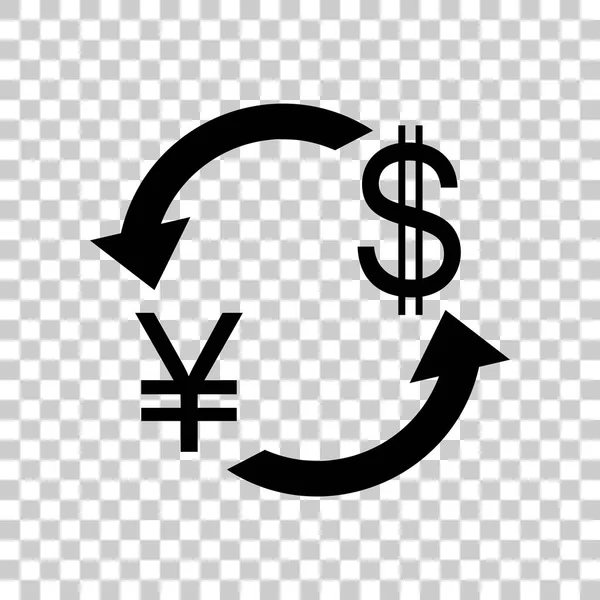 Teken een wisselkantoor. Japan Yen en de Amerikaanse Dollar. Zwarte pictogram op t — Stockvector