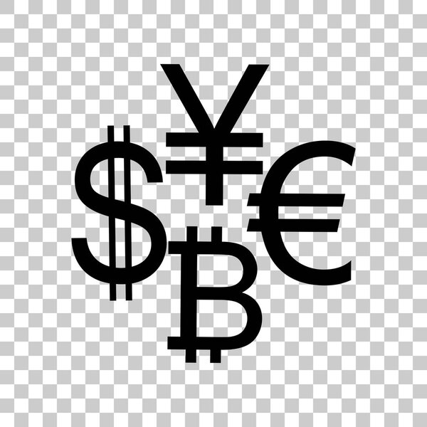 Коллекционный доллар, евро, биткойн, иена. Ref-black
