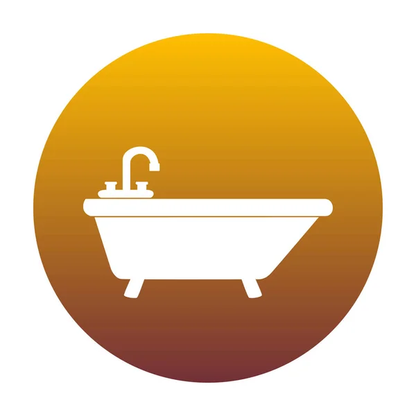 Bathtub sign illustration. White icon in circle with golden grad — Stock Vector