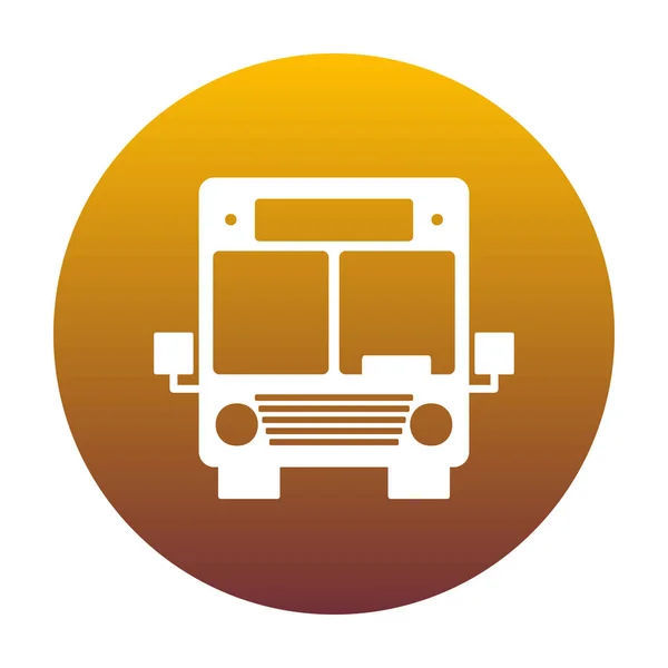 Ilustración de señal de autobús. Icono blanco en círculo con gradiente dorado — Vector de stock