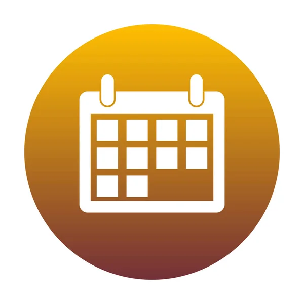 Illustrazione segno calendario. Icona bianca in cerchio con gra dorata — Vettoriale Stock