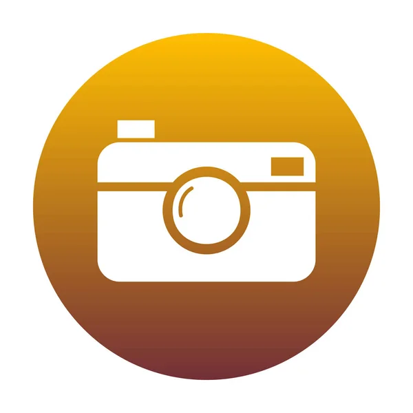 Sinal de câmara fotográfica digital. Ícone branco em círculo com grad dourado —  Vetores de Stock