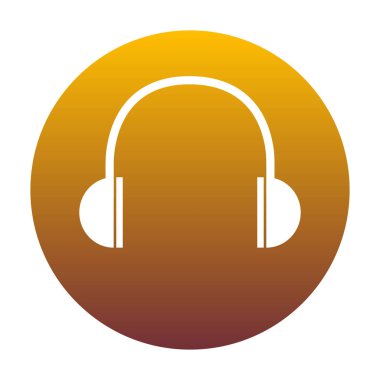 Kulaklık illüstrasyon işareti. Daire ile altın g beyaz simgesi