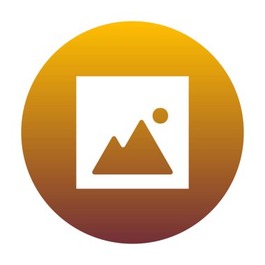 Görüntü illüstrasyon işareti. Altın gradie ile daire içinde beyaz simgesi