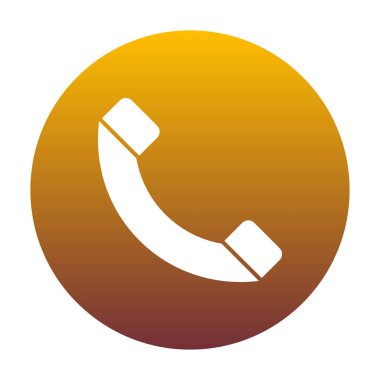 Telefon işareti illüstrasyon. Altın gradie ile daire içinde beyaz simgesi