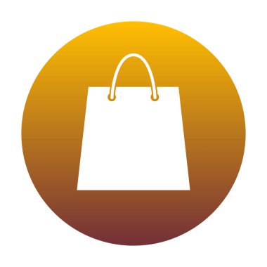 Alışveriş çantası illüstrasyon. Altın grad ile daire içinde beyaz simgesi