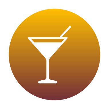 Kokteyl işareti illüstrasyon. Altın gra ile daire içinde beyaz simgesi