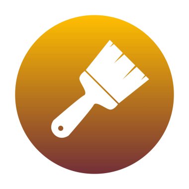 Fırça işareti illüstrasyon. Altın gradie ile daire içinde beyaz simgesi