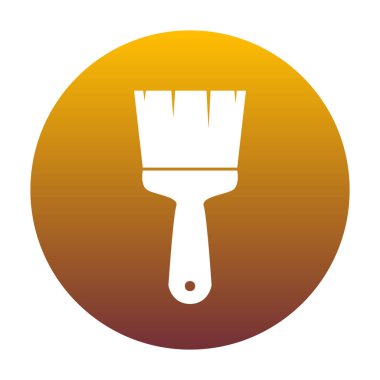 Fırça işareti illüstrasyon. Altın gradie ile daire içinde beyaz simgesi