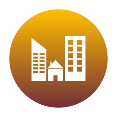 Emlak işareti. B olarak altın gradyan ile daire içinde beyaz simgesi