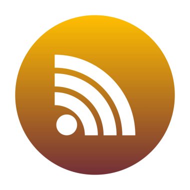 RSS illüstrasyon işareti. Altın gradyan ile daire içinde beyaz simgesi