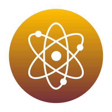 Atom işareti illüstrasyon. Altın gradien ile daire içinde beyaz simgesi