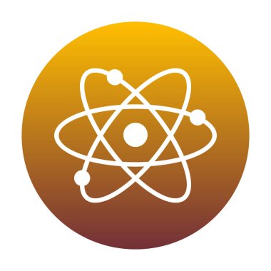 Atom işareti illüstrasyon. Altın gradien ile daire içinde beyaz simgesi