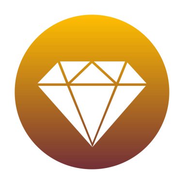 Elmas illüstrasyon işareti. Altın grad ile daire içinde beyaz simgesi